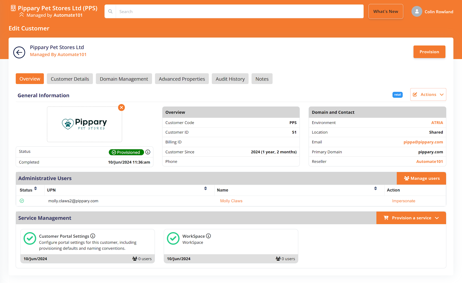 Centralised directory view for multiple customers